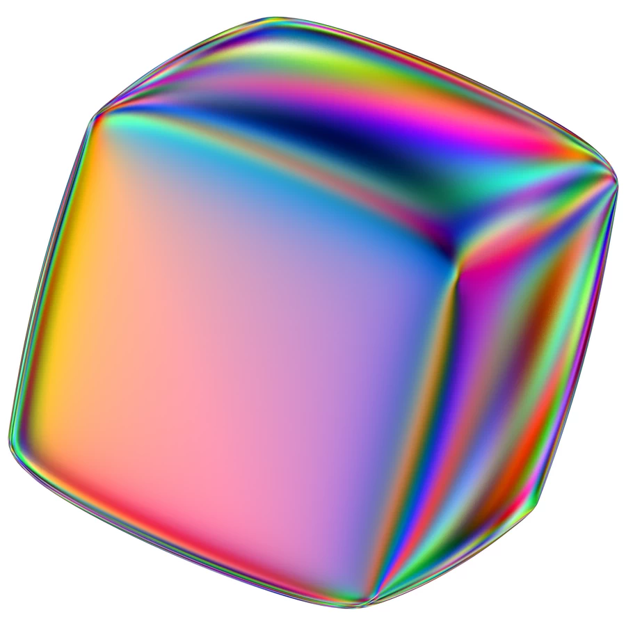 潮流酸性全息金属镭射机能彩虹3D立体几何图形png免抠图片素材【035】